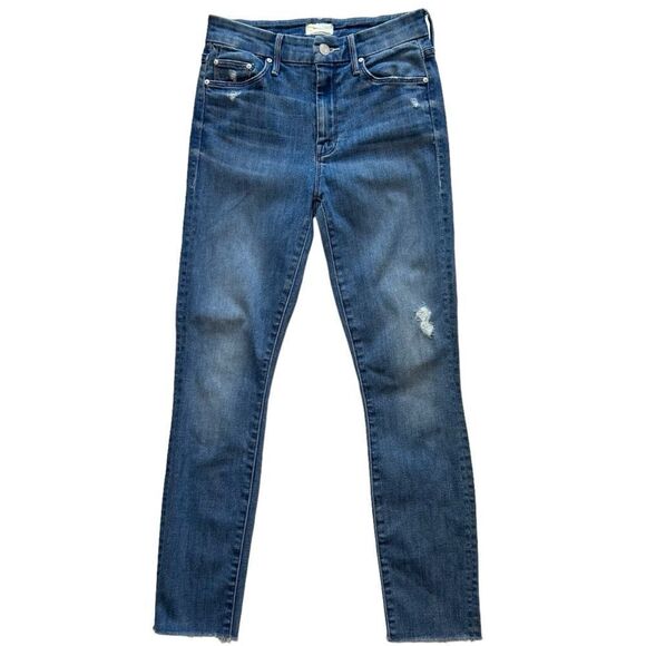 Mother The Looker Crop‎ In Graffiti Girl Wash Slim Leg with Distressing Size 24 - Picture 3 of 10